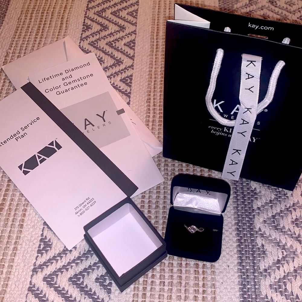 NWT KAY Sterling Silver Fashion Diamond Ring size 7 with Extended Service Plan